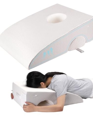 Face Down Pillow After Eye Surgery, Vitrectomy Pillow for Retinal Surgery, Vitrectomy Recovery Equipment for Sleeping, Foam-Filled Home Massage Pillow with Removable Pillow (White)