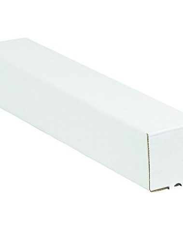 BOX USA Corrugated Cardboard White Square Mailing Tubes, 18" L x 3" W x 3" H, Pack of 25, for Shipping, Packaging and Moving