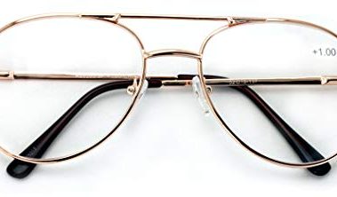 V.W.E. Classic Metal Reading Glasses - Spring Hinge Tear Drop Reader (Gold, 1.50, multiplier_x)
