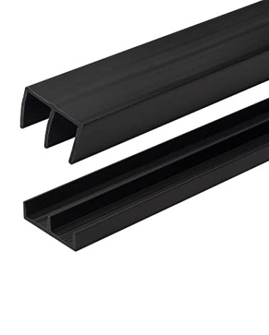 1/2" Panel Sliding Door Track - 48" Black Plastic Upper & Lower Set, USA Made, Pack of 1 - Outwater