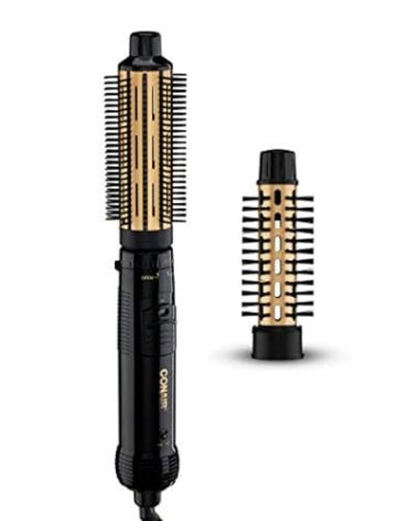 Conair 2-in-1 Hot Air Curling Combo, Includes 1.5-inch Curl Brush and 1-inch Aluminum Bristle Brush