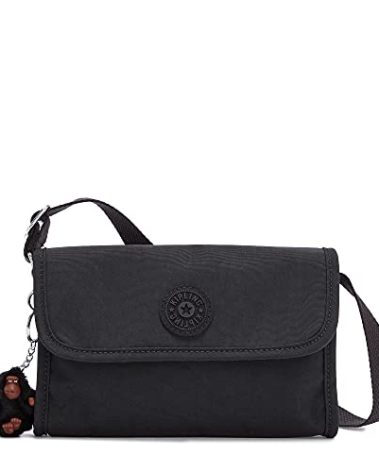 Kipling Womens Women's Berry Bag, Organize Accessories, Spacious, Adjustable Strap, Nylon Crossbody Bag, Black Tonal, 7.75 L x 5.5 H 1.25 D US