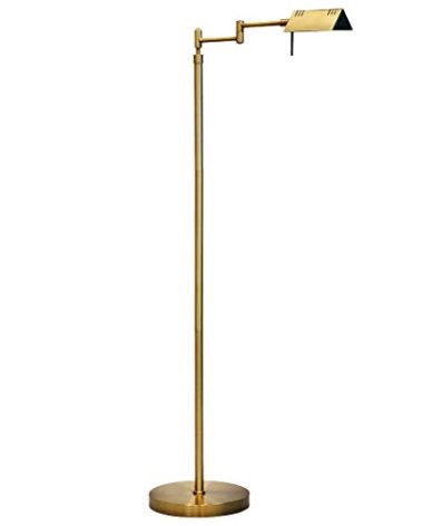 O’Bright Dimmable LED Pharmacy Floor Lamp, 12W LED, Full Range Dimming, 360 Degree Swing Arms, Adjustable Heights, Standing Lamp for Reading, Sewing, and Craft, ETL Listed, Antique Brass (Gold)