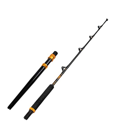 Fiblink Straight Butt Fishing Rod 6-Feet 2-Piece Saltwater Offshore Trolling Rod Big Game Roller Rod Conventional Boat Fishing Pole