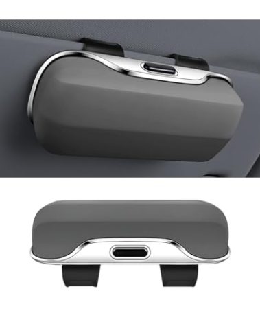 zipelo Sunglasses Holder for Car Sun Visor, Protective Automotive Eyeglasses Storage Case Hanger, Soft Vehicle Interior Glasses Organizer Box Accessories, Universal for SUV Sedan Truck (Gray)