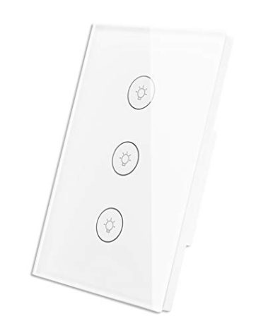 MOES WiFi Smart Wall Touch Light Switch Glass Panel Wireless Remote Control by Mobile APP Anywhere Compatible with Alexa,Timing Function No Hub Required (Wall Switch 3 Gang)