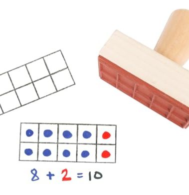 READY 2 LEARN Ten Frame Stamp | Wooden Stamp with Rubber Imprint | Create Your Own Ten Frame Template for Elementary Math Lessons