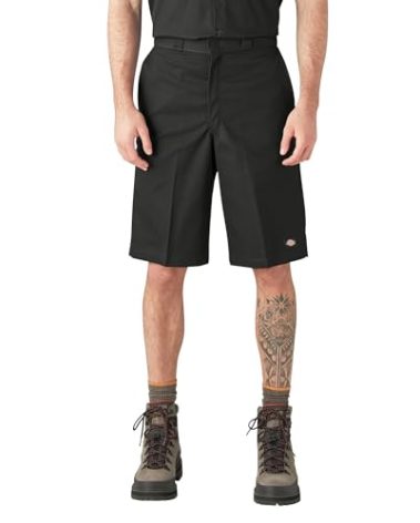 Dickies Men’s 13-Inch Loose Fit Work Shorts – Durable Outdoor Uniform Shorts with Multi-Pockets for Men on The Job, Black, 44 Regular US