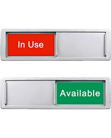 in Use or Available Sign,Vacant Occupied Sign for Home Office Hotles Hospital Restroom, Vacant Occupied Slider Door Sign Tells Whether Room in Use or Available,Non-Scratch Magnetic Slider Door Indicator Signs, 7'' x 2'' - Silver