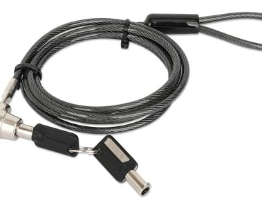 Manhattan Keyed Laptop Lock -with Long 6 ft Security Cable, Strong Cut Resistant Steel, 2 Keys Included - for Computer, Notebook, Displays, Projector – Lifetime Mfg Warranty- 440486