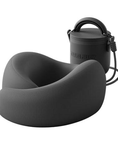 EVERY THINK Travel Pillow - Memory Foam Neck Pillow Airplane, Neck Travel Airplane Pillow for Long Flight, Portable Travel Essentials, 360º Ergonomic Support, Machine Washable (Black)
