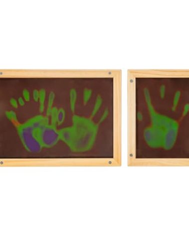 2-Pack Heat-Sensitive Interactive Panel, Wall-Mounted Color-Changing Touch Board with Wooden Frames, 3 Color Transition for Kids, Sensory Play, and Therapy Rooms