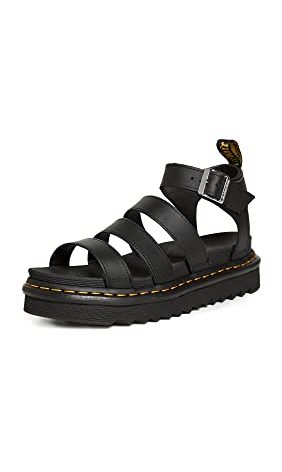 Dr. Martens Women's Blaire Fisherman Sandal, Black Hydro Leather,