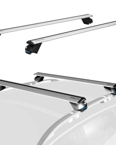 COWVIE 53 Inch Aluminum Roof Rack Cross Bars for Raised Side Rails, Adjustable Cargo Bars with Keyed Locks, Hold 198 LBS, Silver