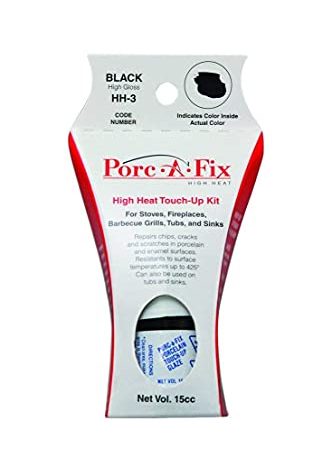 Black Porc-a-Fix Porcelain High Heat Touch up Kit Repairs Porcelain and Enamel: Chips, Cracks, and Scratches in Stoves, Fireplaces, Barbecue Grills, Tubs, and Sinks