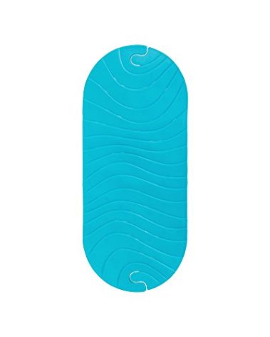 Boon B11192 RIPPLE Textured Non Slip Baby Bath Tub Mat with Hanging Hook and Drain Holes, Blue