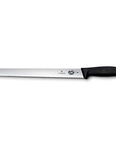 Victorinox Cutlery Wavy Edge Slicing Knife, Black Fibrox Handle