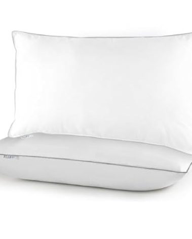 FluffCo Zen Down Alternative Standard Size Pillow with Soft Microfiber Fill - Plush Cloud-Like Comfort for Side & Back Sleepers - Hypoallergenic Bed Pillow for Deep Sleep & Neck Support