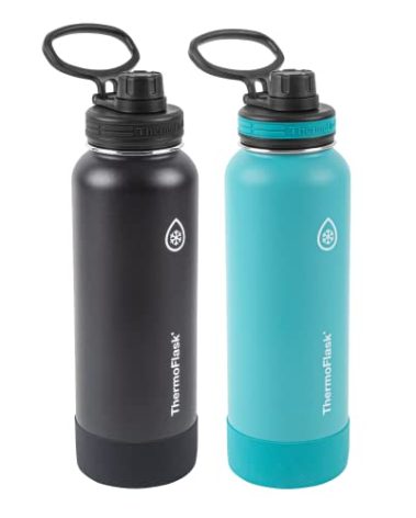 Thermoflask Double Wall Vacuum Insulated Stainless Steel Water Bottle (Onyx Black/Splash)