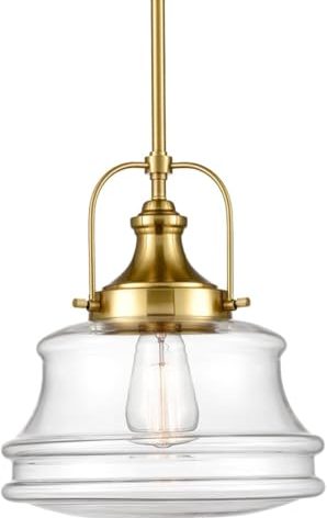 DEYNITE Modern Schoolhouse Pendant Light Fixtures Brass Hanging Light for Kitchen Island
