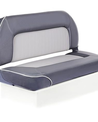 Boat Bench Seat,Low Back Double Folding Boat Seat,Seat for Bass Jon Fishing Boat (Deep Gray)
