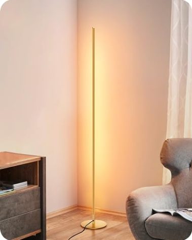 EDISHINE Floor Lamp, Remote Control & Foot Switch Floor Lamps for Living Room, 10%-100% Dimmable Standing Lamp with 7 Color Temperature, 57.5" Tall Corner Floor Lamp for Bedroom, Office, Gold