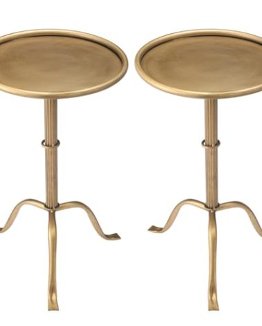 RattanView 2 Pcs Metal Martini Table Pedestal Small Side Table 12.5 x 12.5 x 20.6 Inches for Living Room Bedroom (Bronze)