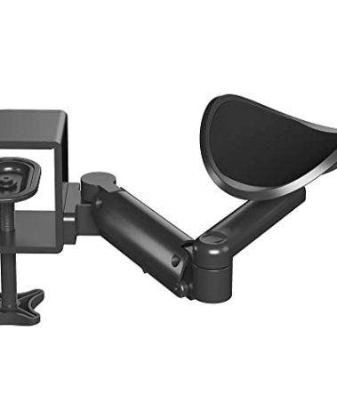 BONTEC Adjustable Arm Rest for Desk, Ergonomic Elbow Rest Pad, 360° Rotating & Extendable Desk Arm Support, Durable Aluminum, Keyboard & Computer Arm Rest Pad, Office & Gaming Desk Accessories