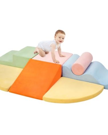 QUCHI Climbing Toys for Toddlers, Toddler Climbing Toys Indoor, 7-Piece Soft Foam Climb Blocks Set, Toddler Playtime Corner Climber Indoor Foam Play Gym for Crawling and Sliding