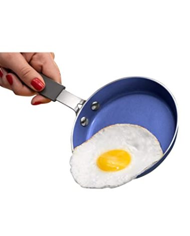 Granitestone Blue Mini Nonstick Egg Pan & Omelet Pan – 5.5” Single Serve Egg Nonstick/Skillet, Diamond Infused, Small Frying Designed for Eggs Pancakes, Non Toxic, Dishwasher Safe