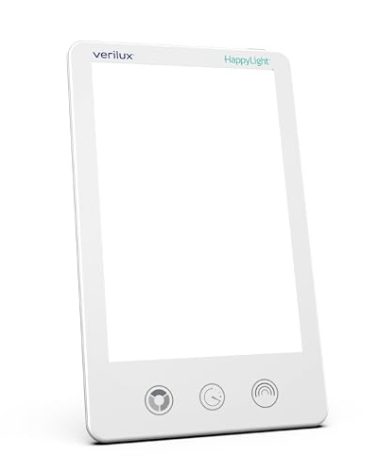 Verilux HappyLight Luxe - Light Therapy Lamp with 10,000 Lux, UV-Free, LED Bright White Light with Adjustable Brightness, Color, Countdown Timer, & Stand - Boost Mood, Sleep, Focus (White)
