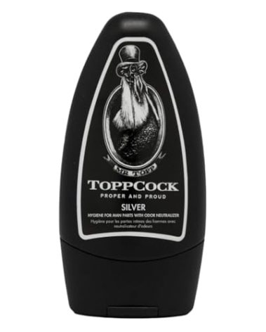 Classic ToppCock Silver Leave-On Hygiene Gel for Man Parts, 90ml Odor Neutralizer, Male Care Moisturizing Body Hygiene