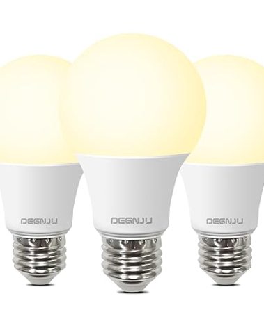 DEGNJU A19 LED Light Bulbs, 60 Watt Equivalent LED Bulbs, Soft White 2700K, 800 Lumens, E26 Standard Base, Non-Dimmable, 8W Warm White LED Bulbs for Bedroom Living Room, 3 Pack