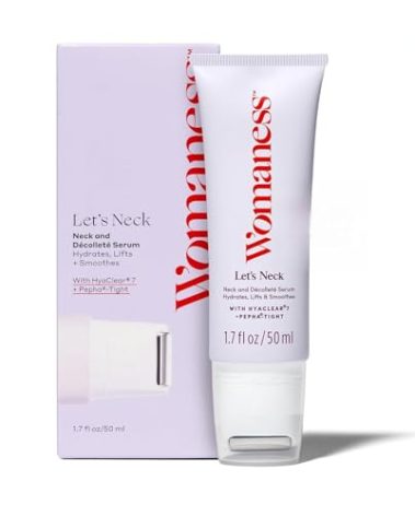Womaness Let's Neck Firming Serum - Hydrates, Lifts, and Smoothes with Cooling & Massaging Roller Applicator - Cream for Women to Smooth Wrinkles & Tightening Sagging Skin - 50ml Roller