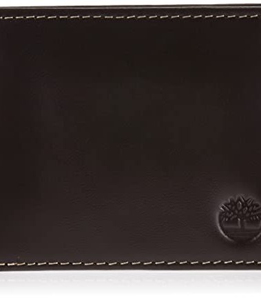 Timberland Men's Leather Wallet With Attached Flip Pocket, Brown (Cloudy), One Size