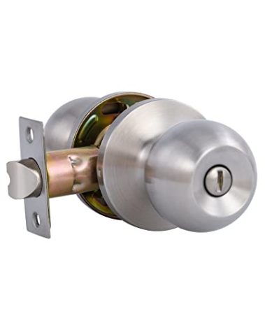 Lanwandeng Interior Door Knobs for Bedroom or Bathroom Keyless, Satin Nickel Privacy Door Locks, Flat Ball Bath/Bed Door Handles