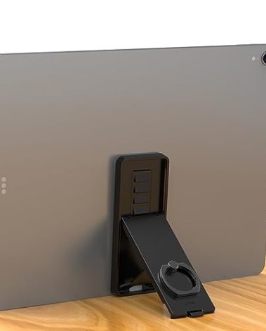 UP Black Universal Tablet Stand - Adjustable 360 Handle Grip with Adhesive Patch for iPad/Galaxy Tab & All 7-11" Tablets