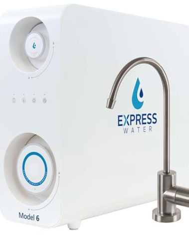 Express Water 600 GPD Tankless Reverse Osmosis System - 2:1 Pure to Drain, Easy Install, Quick Twist Filters - RO System Under Sink, Brushed Nickel