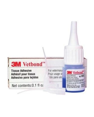 3M Vetbond Veterinary Tissue Glue 3ml – Fast-Acting Waterproof Wound Sealant for Pets, Strong Surgical Adhesive, Blue-Tinted for Precise Application