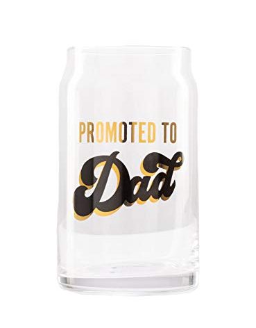 Pearhead Promoted to Dad Beer Glass for Dads to Be, Father's Day, Grandpa Gift, New Dads or Father’s Day, Fatherhood Pint Glass, Bar Accessory, Novelty Dad Accessory, 16oz