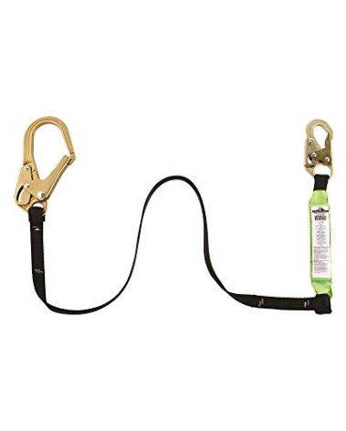 Peakworks Superior Grade, Heavy-Duty Polyester Webbing, UV and Abrasion Resistant, 6 ft. Single Leg Lanyard (Form Hook), Shock Absorber Snap, Green, V8104326