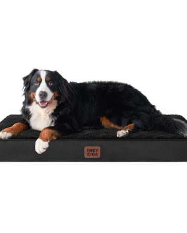 EHEYCIGA Orthopedic XXL Dog Beds for Jumbo Dogs with Removable Washable Cover,Black, 50x36
