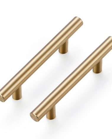 Ravinte 30 Pack 5 Inch Cabinet Pulls Champagne Bronze Stainless Steel Kitchen Drawer Pulls Cabinet Handles 5 InchLength, 3 Inch Hole Center
