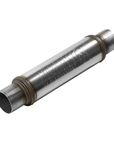 Flowmaster Flow FX Chambered Muffler – 3.00” Center In / 3.00” Center Out – Round Body –Moderate Sound – Stainless Steel – Affordable Performance for Modern Trucks, Muscle Cars & Daily Drivers (71419)