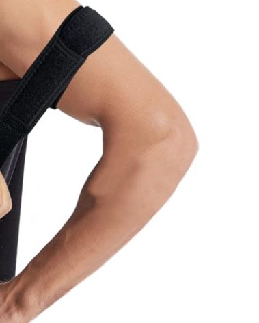 Sgozam Elastic Upper Arm Strap Brace Support for Tendonitis Treatment, Tears, Swelling Relief, Injuries, Tendon Rupture, Brachii Muscle Strains, Tricep Pain Wrap, Bicep Tendonitis Pain Relief (Black)