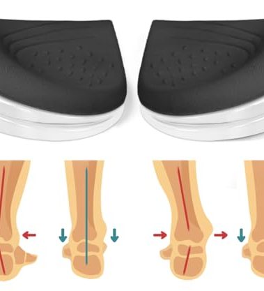 Skyfoot 3 Layers Adjustable Heel Wedge Inserts for Supination & Pronation Correction, Adhesive Medial & Lateral Heel Insoles for Bow Legs, Knee Pain, Foot Alignment (S: W 4-6.5, M 5-6.5, Black)