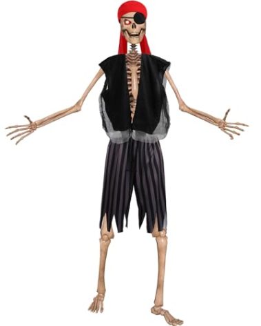 Cozypower 4 Pcs 12 ft Skeleton Accessories Giant Pirate Costume Set Halloween Skeleton Clothing Accessories for Garden Lawn Outdoor Halloween Decoration Black