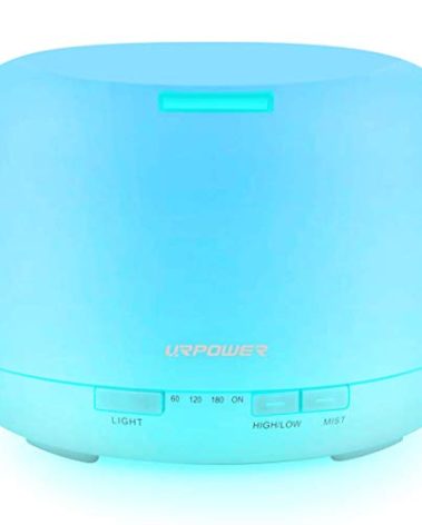 URPOWER Upgraded 500ML Essential Oil Diffuser Humidifiers Ultrasonic Aromatherapy Diffusers with 4 Timer Settings and Waterless Auto Shut-Off for Home Office Living Room Yoga Spa