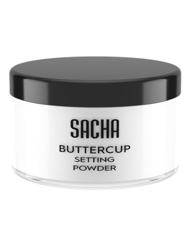 Sacha BUTTERCUP No Color Setting Powder. No Ashy Flashback. Blurs Fine Lines and Pores. Loose, Translucent Face Powder to Set Makeup Foundation or Concealer. For All Skin Tones, 1.75 oz.