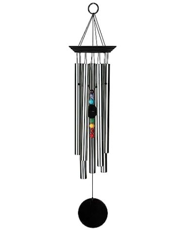 Woodstock Chimes Signature Collection, Woodstock Chakra Chime, Large (24'') Black, Eastern Energies Wind Chimes for Outdoor, Patio, Home or Garden Décor (CC7L)